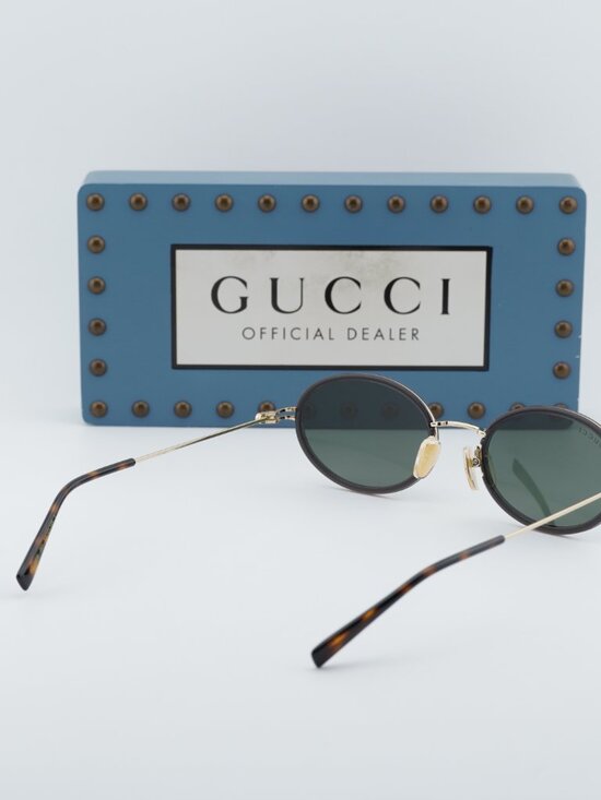 Gucci GG1980S 001 Oval Sunglasses - Transparent Dark Grey/Gold main image 6